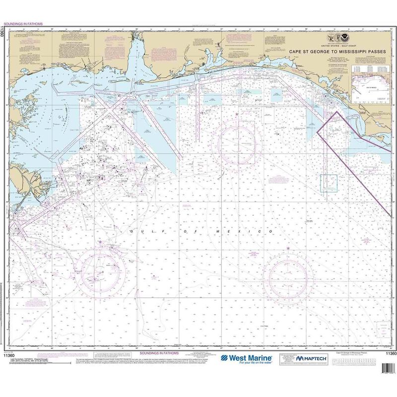 Maptech® NOAA Recreational Waterproof Chart-Cape St. George to Mississippi Passes, 11360 image number 0