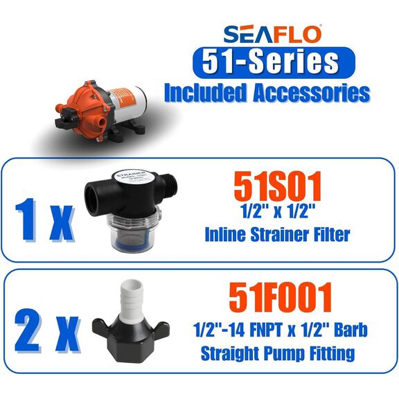SEAFLO 51-Series 24V DC Diaphragm Water Pump 5.5 GPM 60 PSI image number 6