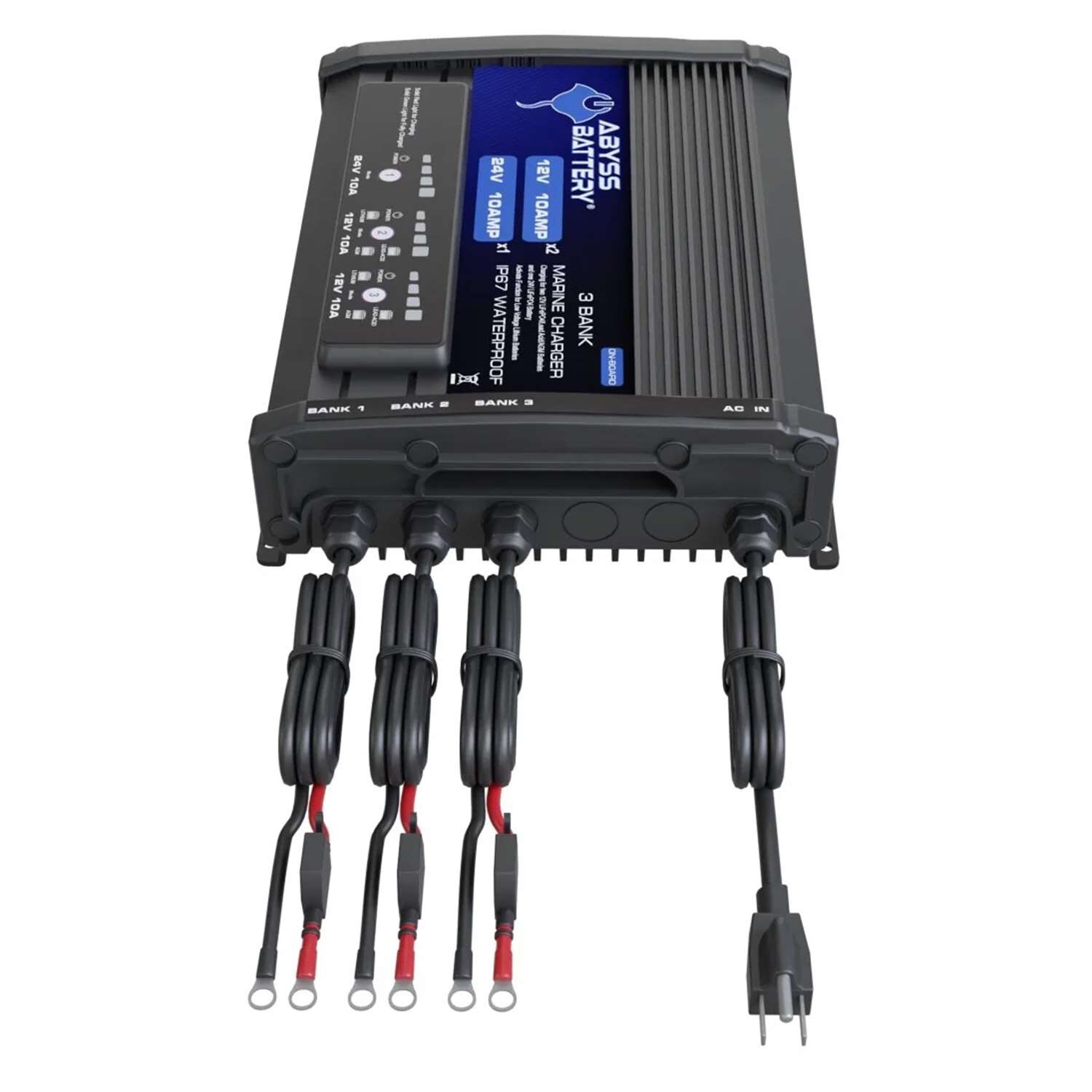 MARINE CRYSTAL & ESSENCE ×3 Abyss 3-Bank 12/24V On-Board Lithium Marine Battery Charger