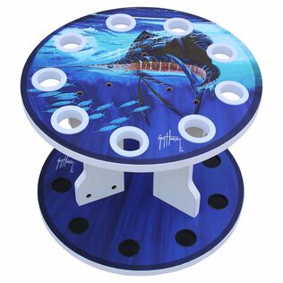 Guy Harvey Sailfish Spinning 9 Fishing Rod Storage Rack, Vertical Fishing Pole Rod Holder