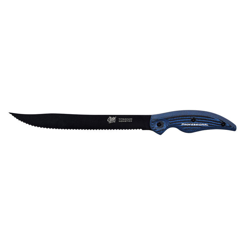 9" Titanium Non-Stick Professional Serrated Knife with Sheath image number null