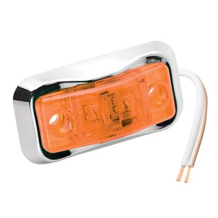 LED Waterproof Amber Side Marker Clearance Light w/Chrome Bezel
