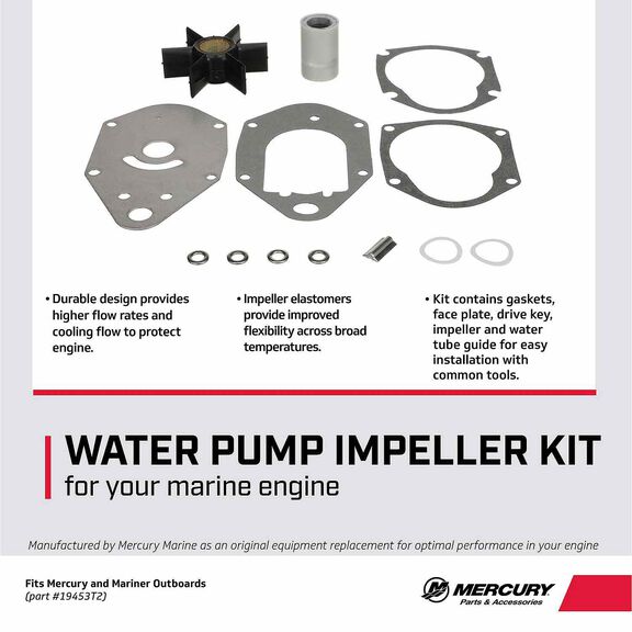 Mercury Water Pump Impeller Repair Kit 19453T2 for Mercury 50 and 60hp TwoStroke Outboards with Standard Gearcase image number 4