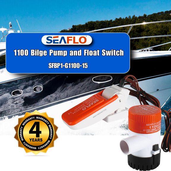 SEAFLO 1100 GPH 12V Automatic Submersible Bilge Pump with Float Switch image number 2
