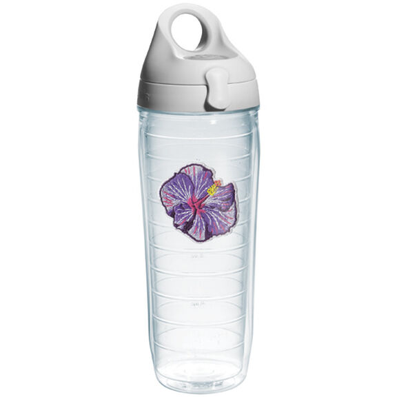 24 oz. Purple Hibiscus Water Bottle Tumbler image number 0