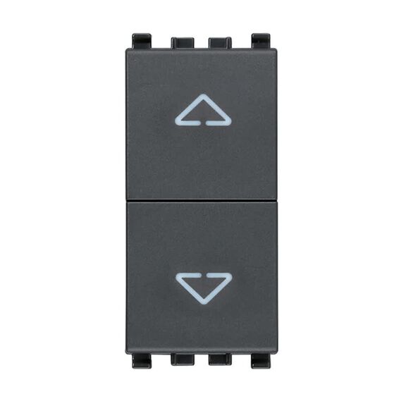Vimar Eikon 2P 10AX 2-Way Switch with Directional Arrows and Central OFF, Grey image number 0