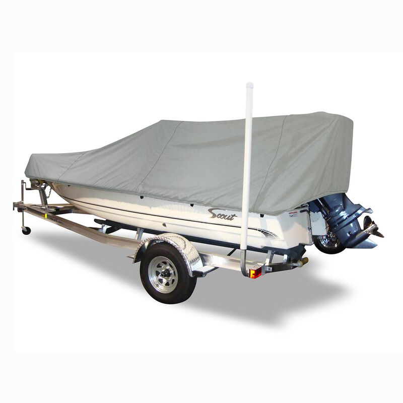 CARVER 18'6 Styled-to-Fit Boat Cover for Narrow V-Hull Center Console  Shallow Draft Fishing Boats with Poling Platform