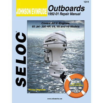 Repair Manual - Johnson/Evinrude Outboards, 1992-2001, V4, V6, V8, 65-300HP