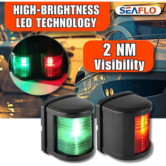 SEAFLO LED Port and Starboard Navigation Light Combo Black 12V 2NM Regular image number 5
