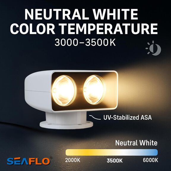 SEAFLO 03 Series 100W Remote Control Halogen Boat Searchlight, White image number 9