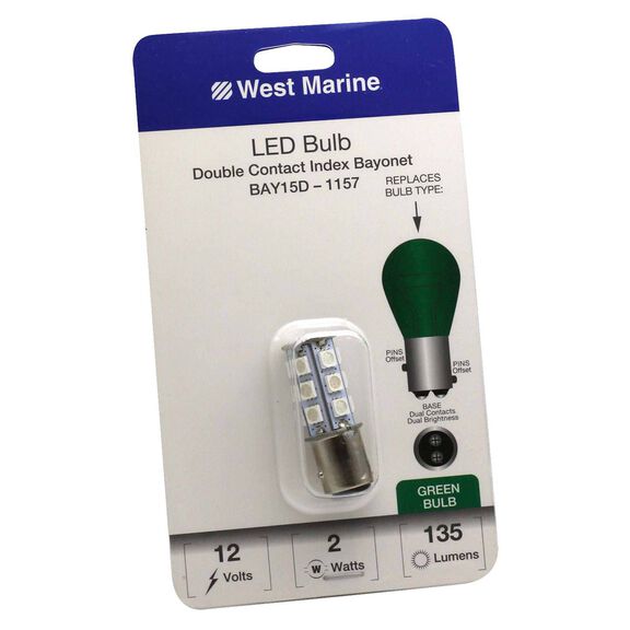 Double Contact Index Bayonet BAY15D-1157 LED Bulb, Green image number 0