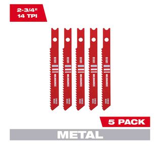 2-3/4" 14TPI U-Shank Metal High Speed Steel Jig Saw Blades, 5 Pack