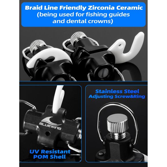 BLUEWING Zirconia Outrigger and Flat Line Release Clip Black 2pcs image number 2