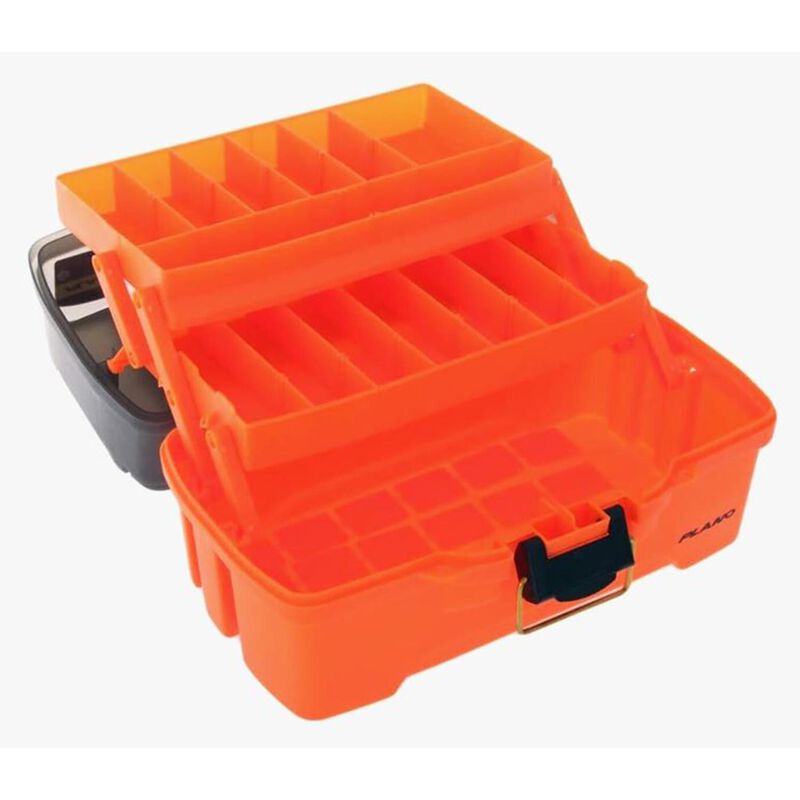 Plano Let's Fish! Two-Tray Tackle Box with Starter Kit, Orange