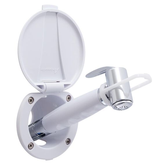 Recessed Shower Arctic White Cup & Lid, Hammer-Head Arctic White Sprayer, 10' White Rubber Hose image number 1