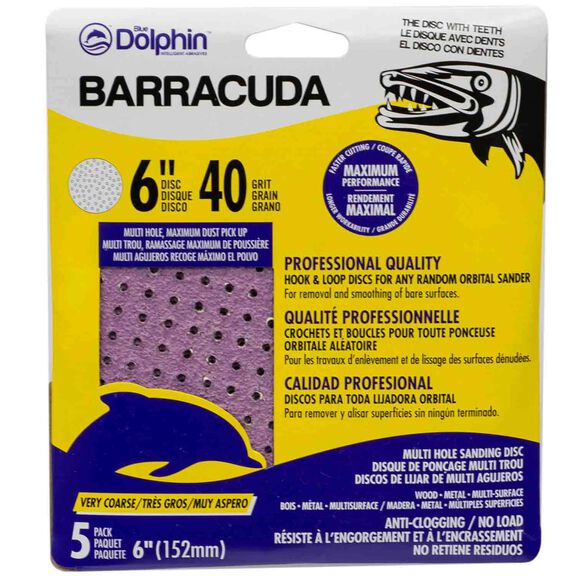 Barracuda 6" Pro Quality Sanding Discs, 40 Grit, 5-Pack image number 0