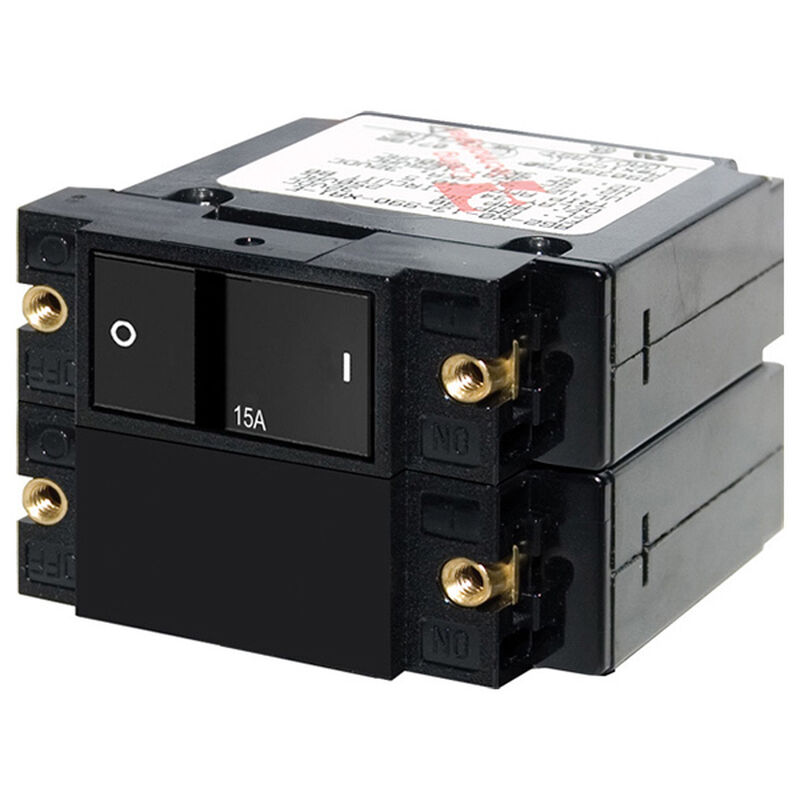 BLUE SEA SYSTEMS ASeries Flat Rocker Circuit Breaker, Double Pole, 15A