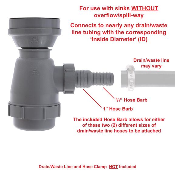 2" Drain, Trap Sink Drain, 3/4" & 1" Hose Barb, w/Strainer, w/Chain Stopper Brushed  Finish image number 5
