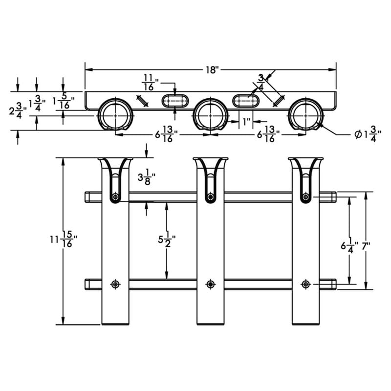 TACO MARINE Surface Mount 3-Rod Deluxe Poly Rod Holder | West Marine
