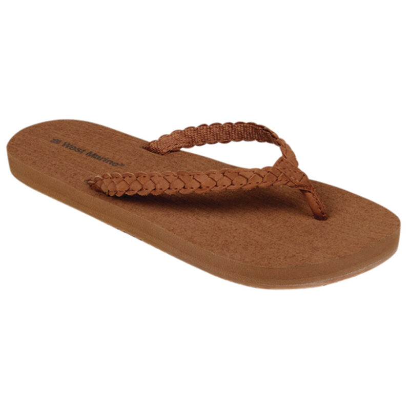 Women's Braided Leather Flip-Flop Sandals image number 0
