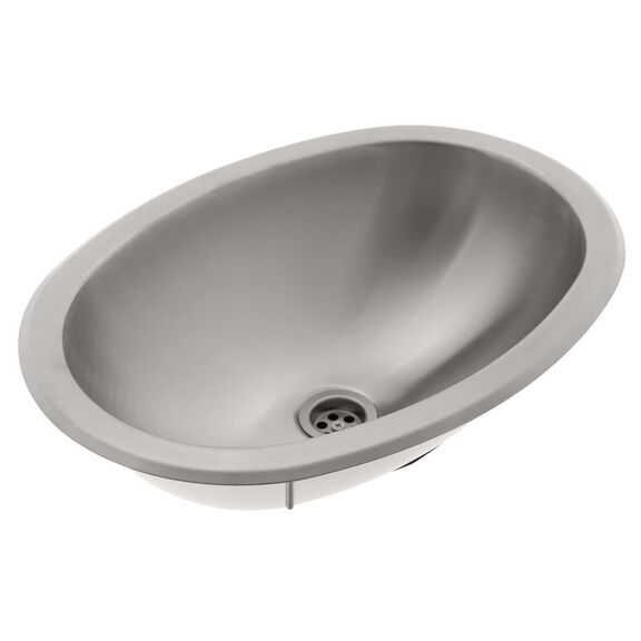 Oval Sink Brushed Finish, 304 Stainless Steel, 1-1/2" Drain, SoundKOTE, With Studs image number 0