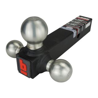 Trailer Tri Ball Mount, 2" Shank - Solid Shank  Zn Balls,  16K, 10K,  5K HD