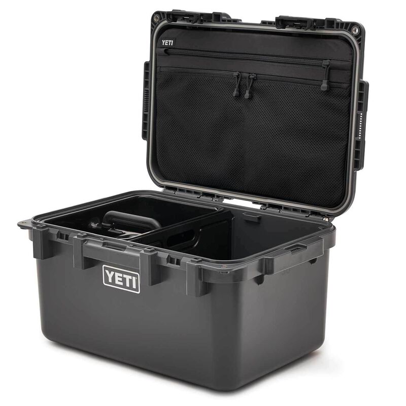 My new charcoal Yeti GoBox 30 loaded up with hunting, fly fishing