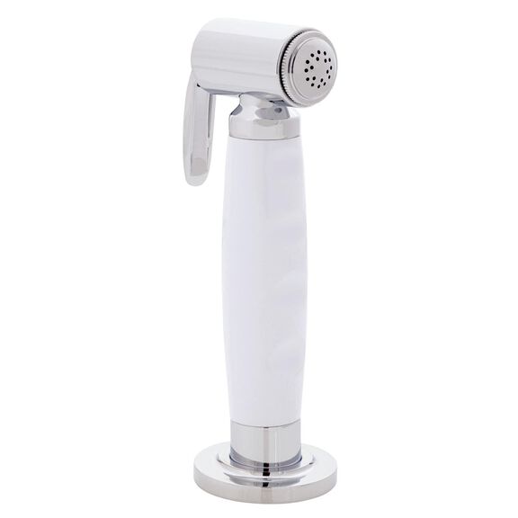 Deck-Mount Sprayer Hammer-Head Arctic White Sprayer, 6' White Rubber Hose, Ultra-Low Profile Holder image number 0