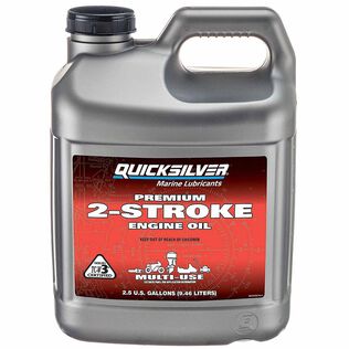 Quicksilver Premium 2-Stroke Engine Oil, Outboards, PWC, Snowmobiles and Motorcycles, 2.5 Gallon