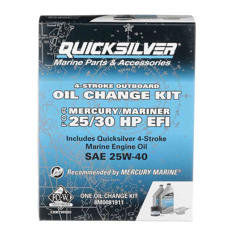 25W-40 Oil Change Kit for 4-stroke 25hp and 30hp Mercury EFI Outboards image number 1