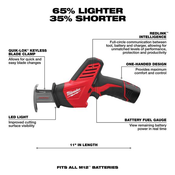 M12&trade; HACKZALL&reg; Reciprocating Saw One Battery Kit image number 1