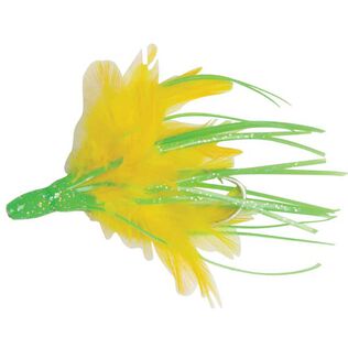 Deep Water Trollling Lure, Dolphin Delight Pre-Rigged, Green/Yellow, 7/0 Mustad hook, 135lb., cable 4 1/2"