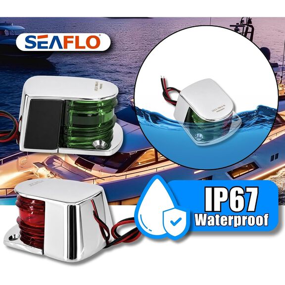 SEAFLO LED Bi-Color Bow Navigation Light, Horizontal Mount, 12V, Stainless Steel image number 7