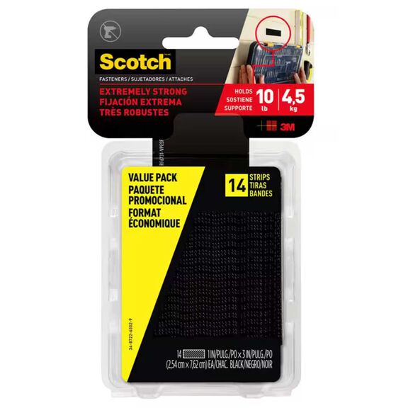 Scotch Extreme Fastener Mounting Strips, Value Pack, Black, 1" x 3" image number 0