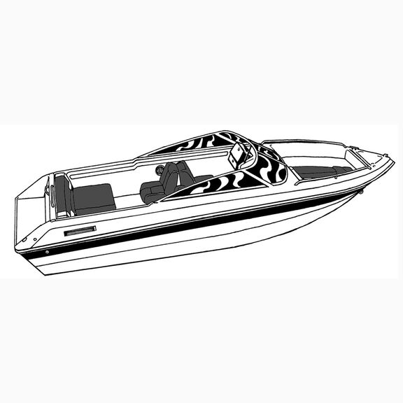 Styled-to-Fit Boat Cover for V-Hull I/O Runabout Boats (Including Euro-Style) with Windshield and Hand or Bow Rails image number 2