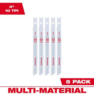 4" 10TPI U-Shank Multi-Material Bi-Metal Jig Saw Blades, 5 Pack