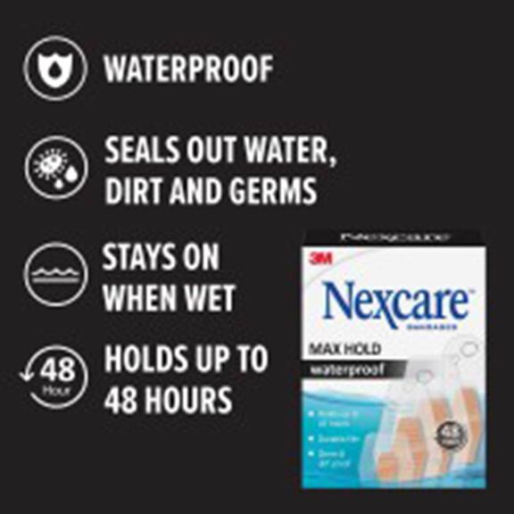 Nexcare Max Hold Waterproof Bandages, 1.25" x 2.5", 60ct, 24 Packs per Case image number 1