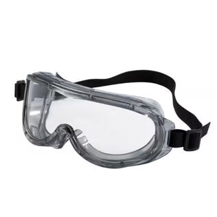 Professional Goggle, Chemical Splash, 91264H1-DC, Black Strap, Gray Lens