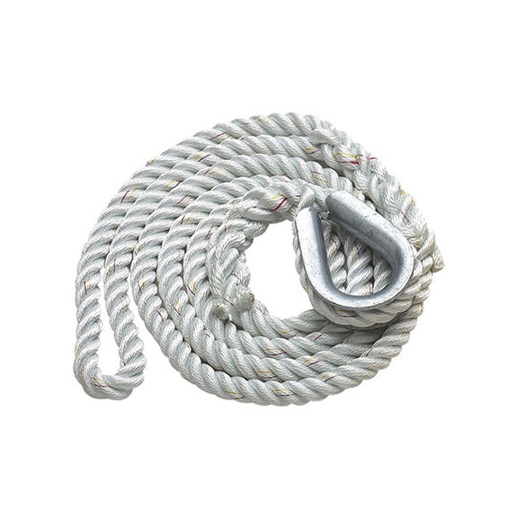 White Three-Strand Nylon Mooring Pendant 1/2" Diameter x 15' Length image number 0