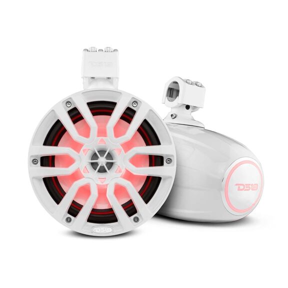 HYDRO 8" Marine Tower Speakers with Integrated RGB LED Lights, 375 Watts, White image number 0