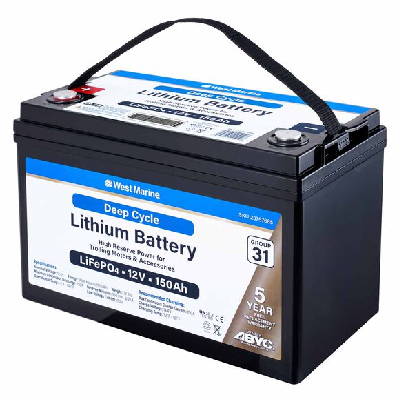 Group 31 Lithium Iron Phosphate Deep Cycle Battery, 12V 150Ah, Certified to ABYC Standards image number 1