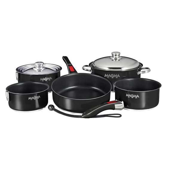 Professional Series Gourmet Nesting 10-Piece Jet Black Stainless Steel Induction Cookware Set with Ceramica&reg; Non-Stick image number 0