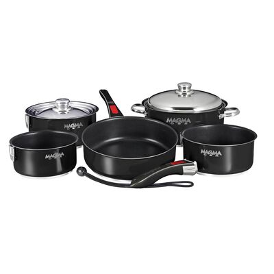 Professional Series Gourmet Nesting 10-Piece Jet Black Stainless Steel Induction Cookware Set with Ceramica® Non-Stick
