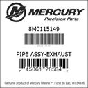 Mercury Marine / Quicksilver 8M0115149 Exhaust Y-Pipe Assembly image number 1