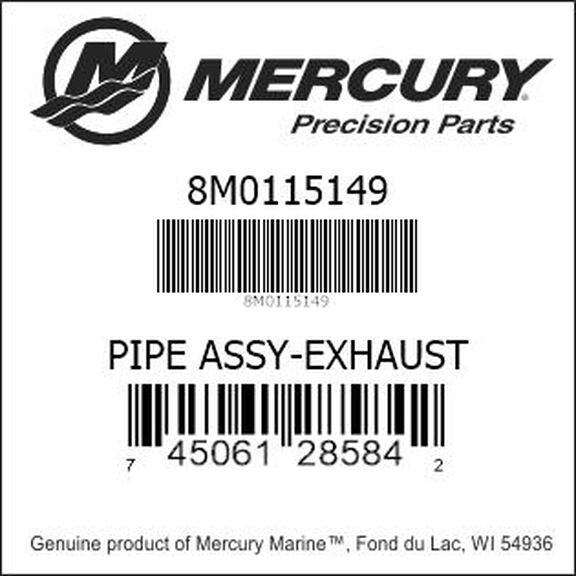 Mercury Marine / Quicksilver 8M0115149 Exhaust Y-Pipe Assembly image number 1