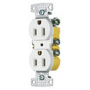 Hubbell Residential Duplex Receptacle, 15A 125V, Push Term, White image number 0