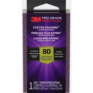 3M Pro Grade Precision Faster Sanding Sanding Block Sponge FSB80-PGP-1T, 2.5" x 4.5" x 1", 80 grit, Coarse, 12/case