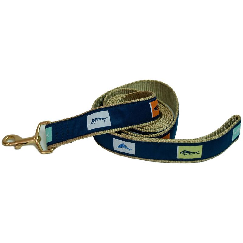 LEATHER MAN 1 1/4" Fish Flags Dog Leash West Marine