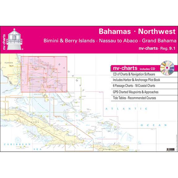 Bahamas North West, Bimini & Berry Islands, Nassau to Abaco, Grand Bahama Chart Book with CD ROM image number 0