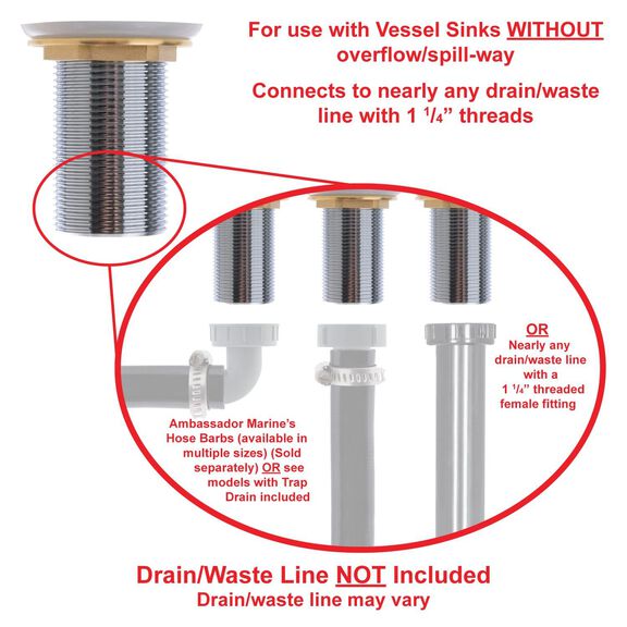 1-3/4" Drain, Touch Drain with Cover no Overflow, Straight, 1-1/4"-M Thread Brushed Nickel image number 5